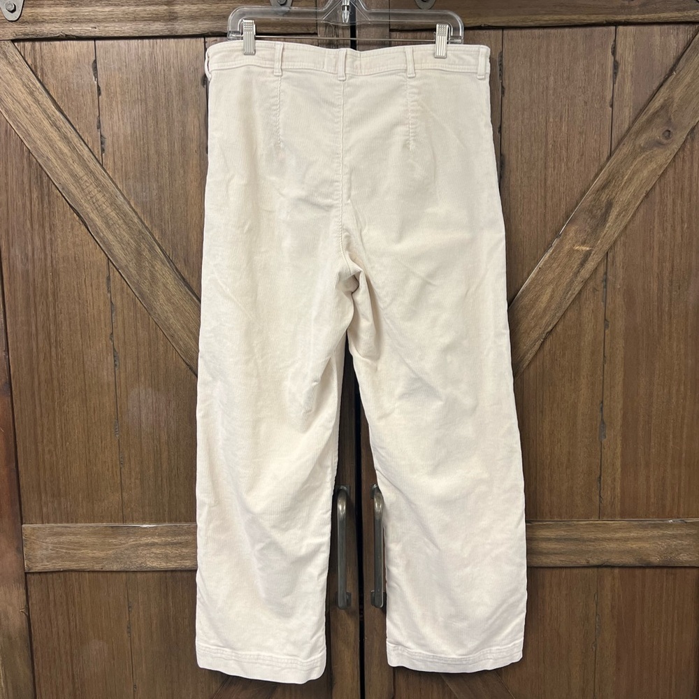 Everlane Corduroy Wide Leg High Rise Business Casual Neutral Pant Cream Size 14 - Picture 3 of 6